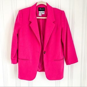 Vintage 80s 90s Hot Pink Wool Barbie Blazer